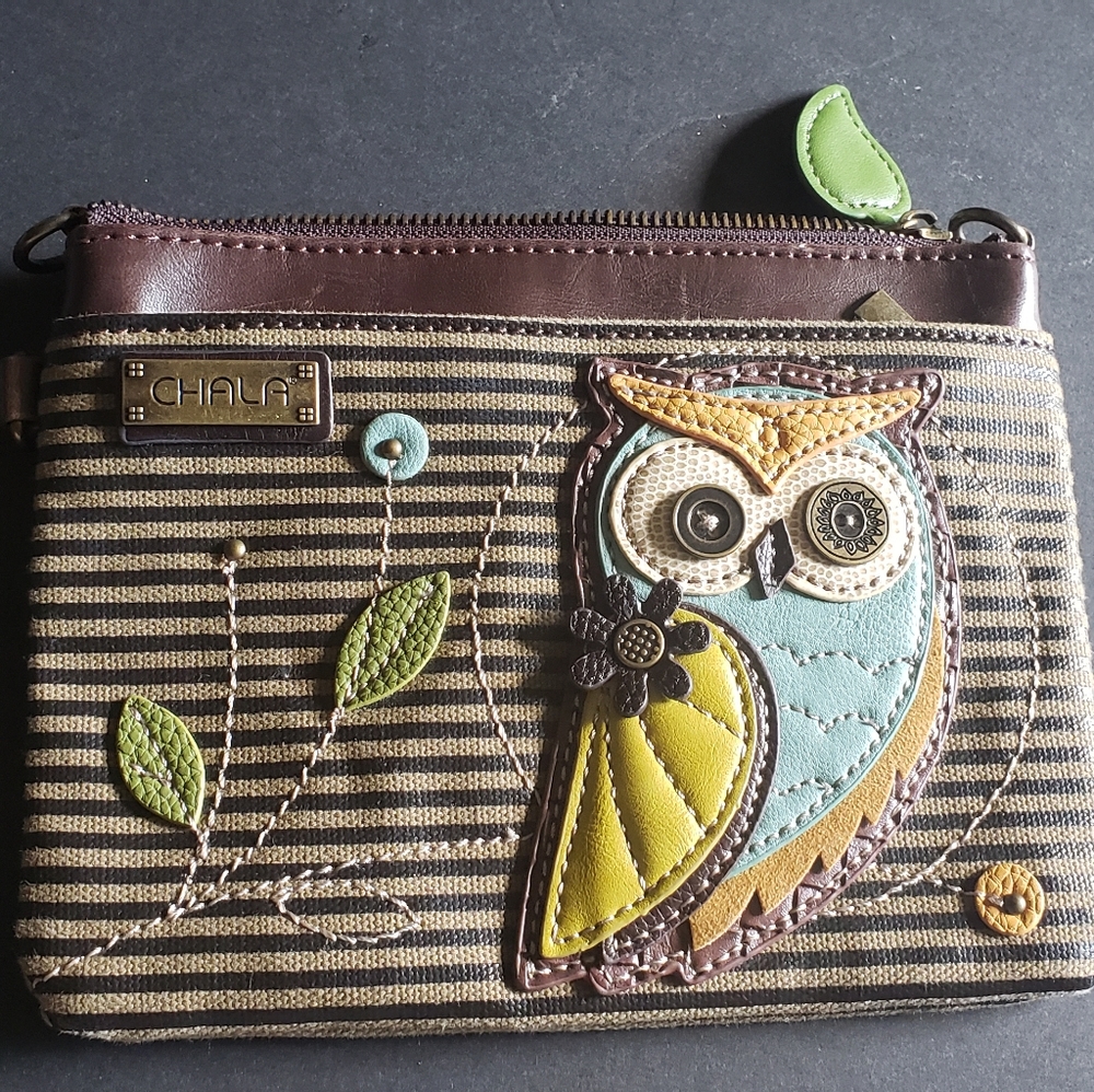 Chala owl leather and canvas bag or purse